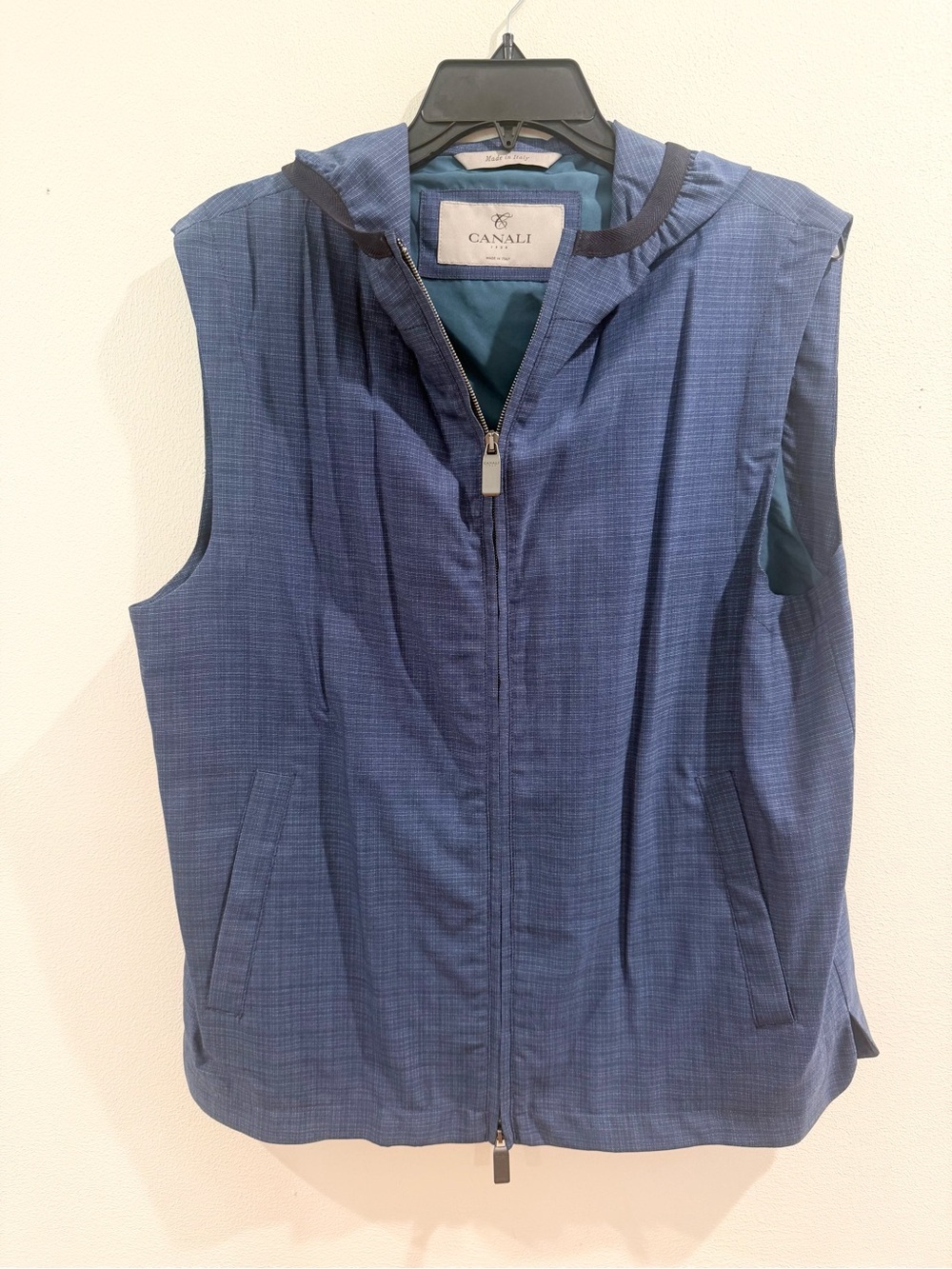 Canali men's blue Hooded Vest Jacket Italian 52